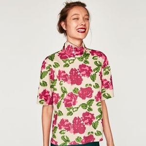 Zara mock neck floral top - new with tags